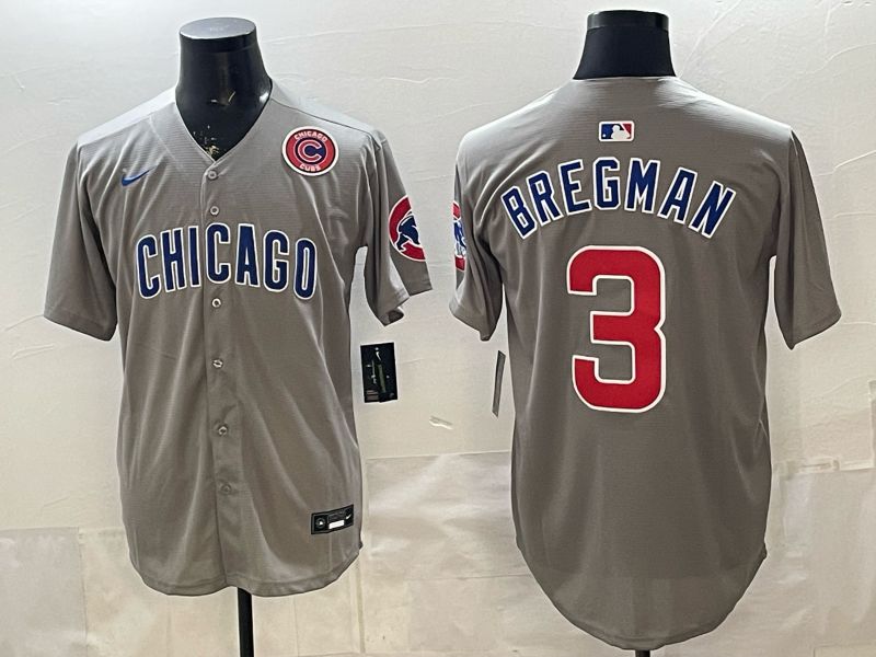 Men 2026 Chicago Cubs #3 Bregman Grey Game Nike MLB Jersey style 009->chicago cubs->MLB Jersey